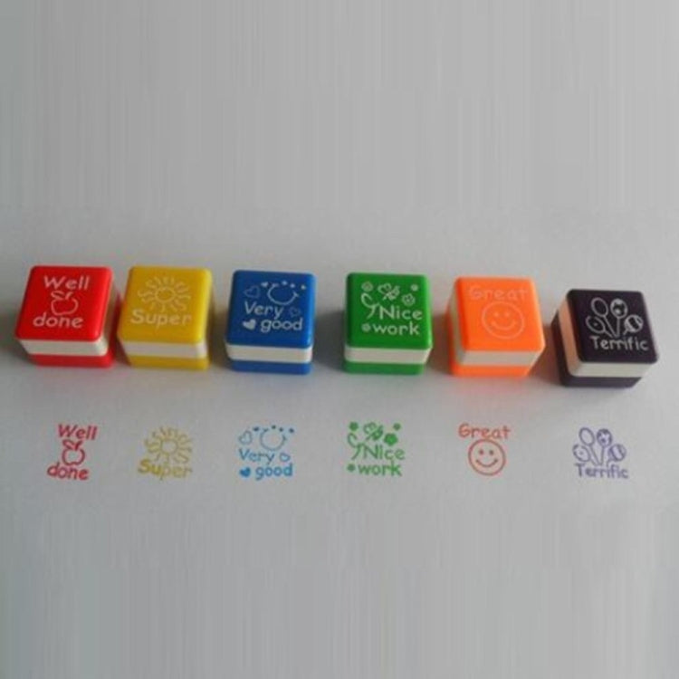 24 PCS / Box Teacher Comments Cartoon Plastic Square Stamps Colorful Pattern Children Toy Stamps My Store