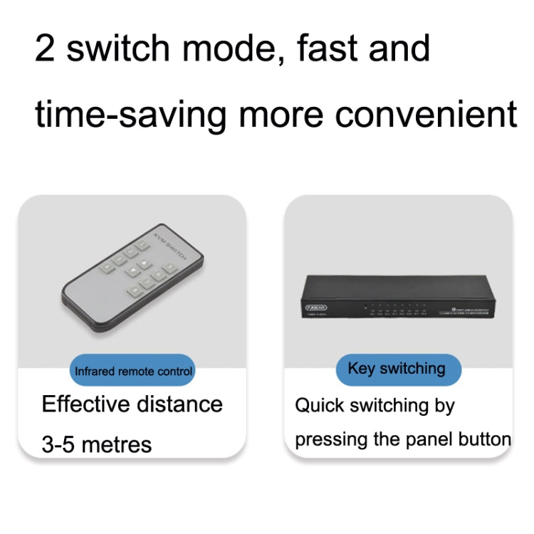 FJGEAR FJ-810UK 8 In 1 Out USB KVM Switcher With Desktop Switch My Store