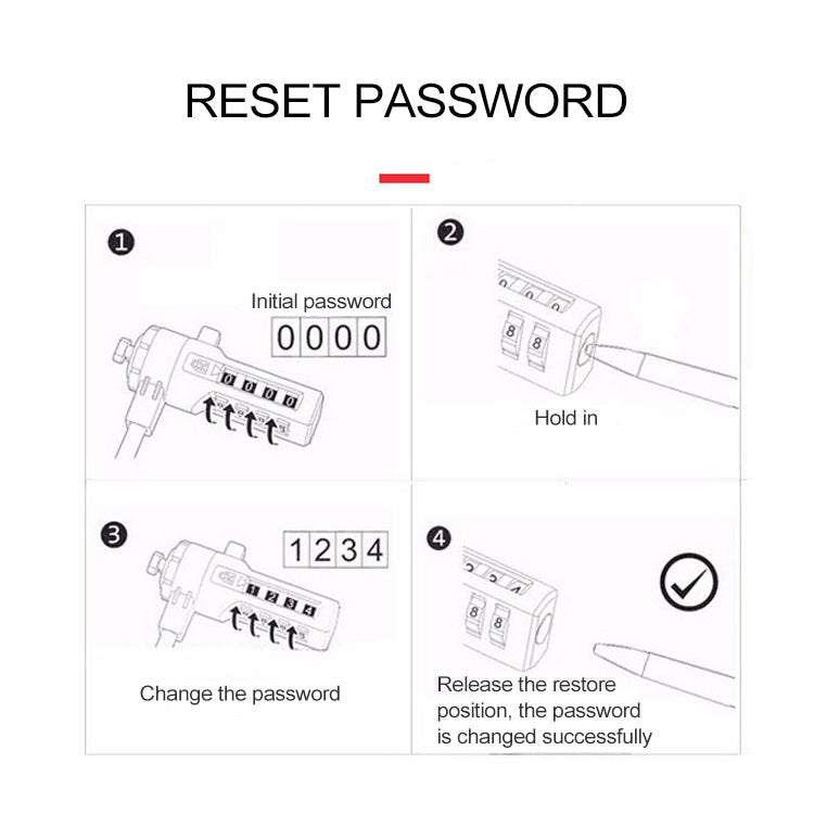 Four Digit Computer Lock Notebook Universal Anti-theft Password Lock