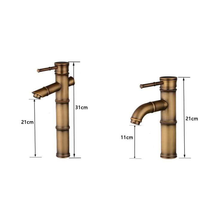 Antique Retro Hot Cold Water Bathroom Counter Basin Bamboo Waterfall Basin Copper Faucet - Reluova