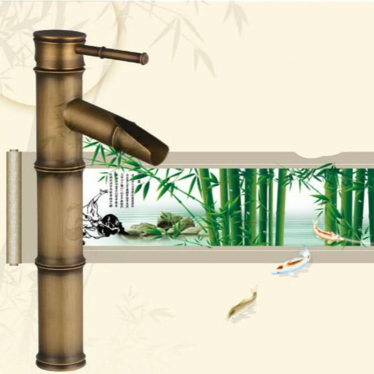 Antique Retro Hot Cold Water Bathroom Counter Basin Bamboo Waterfall Basin Copper Faucet - Reluova