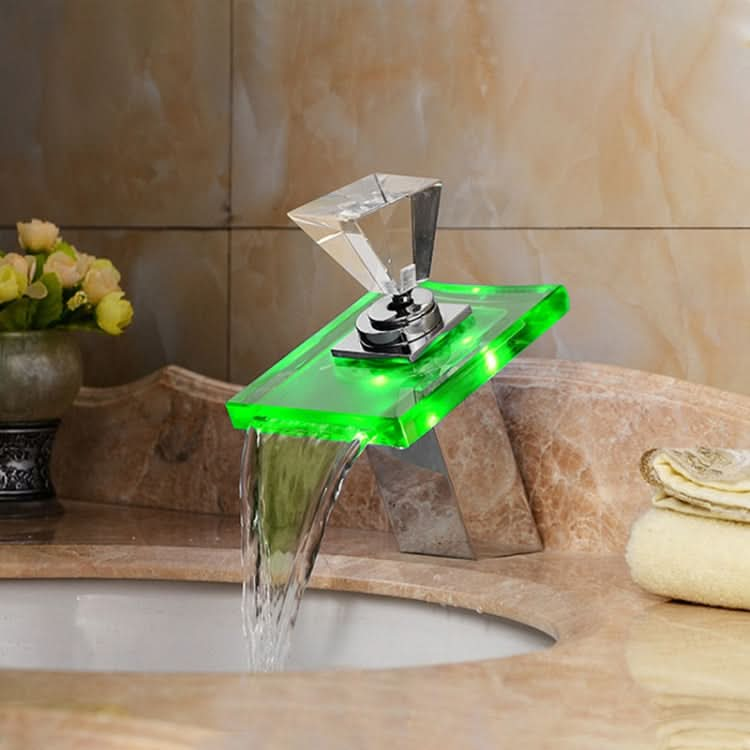 LED Waterfall Faucet Colorful Temperature Control Color-changing Anti-scalding Faucet - Reluova