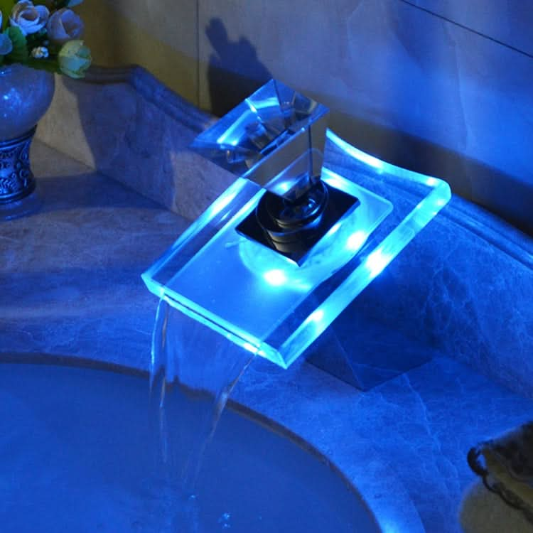 LED Waterfall Faucet Colorful Temperature Control Color-changing Anti-scalding Faucet - Reluova