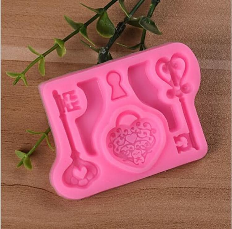 2 PCS Food Love Lock Key Fondant Silicone Mold DIY Baking Cake Decoration Tool-Reluova