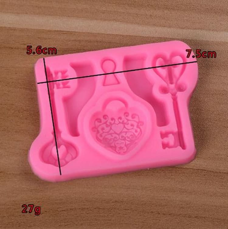 2 PCS Food Love Lock Key Fondant Silicone Mold DIY Baking Cake Decoration Tool-Reluova