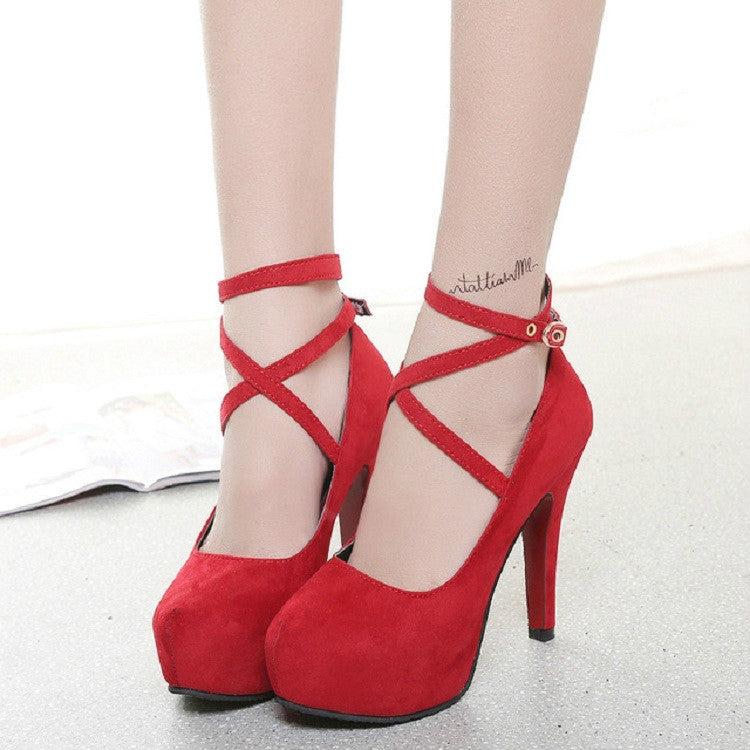 Women Shoes Round Toe Stiletto High Heels