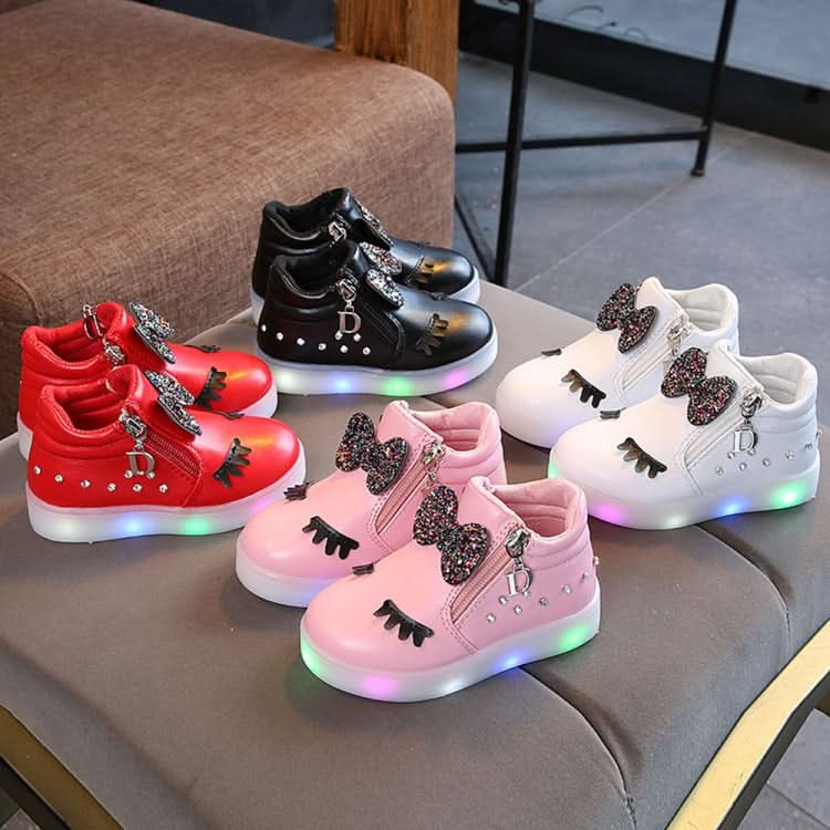 Kids Shoes Baby Infant Girls Eyelash Crystal Bowknot LED Luminous Boots Shoes Sneakers, Series 2 Reluova