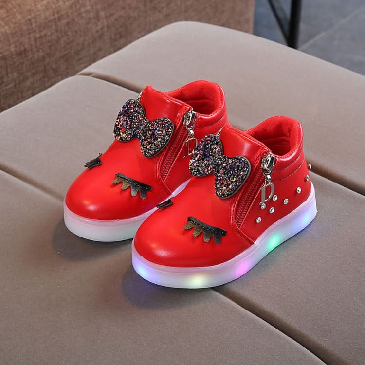 Kids Shoes Baby Infant Girls Eyelash Crystal Bowknot LED Luminous Boots Shoes Sneakers, Series 2 Reluova