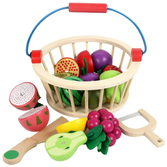 Children Wooden Magnetic Cut fruit and Vegetables Baby Cut Music Play House Kitchen Toys