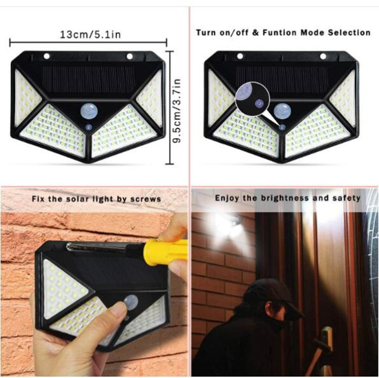 100 LEDs Outdoor Patio Solar Induction Wall Light Adjustable Balcony Garden Lighting Small Street Light