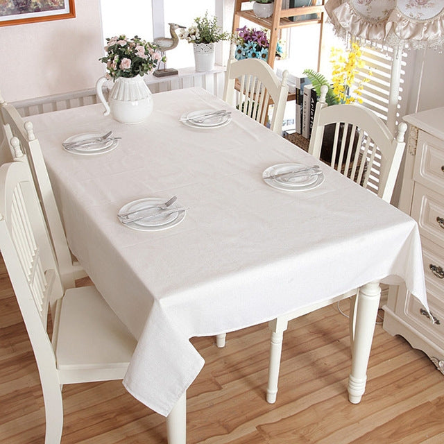 Linen Cotton Thicken Tablecloth Hem Splice Washable Coffee Dinner Table Cloth for Wedding Banquet My Store