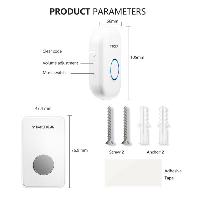 Yiroka Wireless Doorbell Smart Doorbell Digital Doorbell for the Elderly