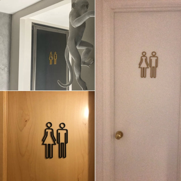 2 PCS Acrylic Toilet Symbol Adhesive Backed Bathroom Toilet Door Sign for Hotel-Reluova