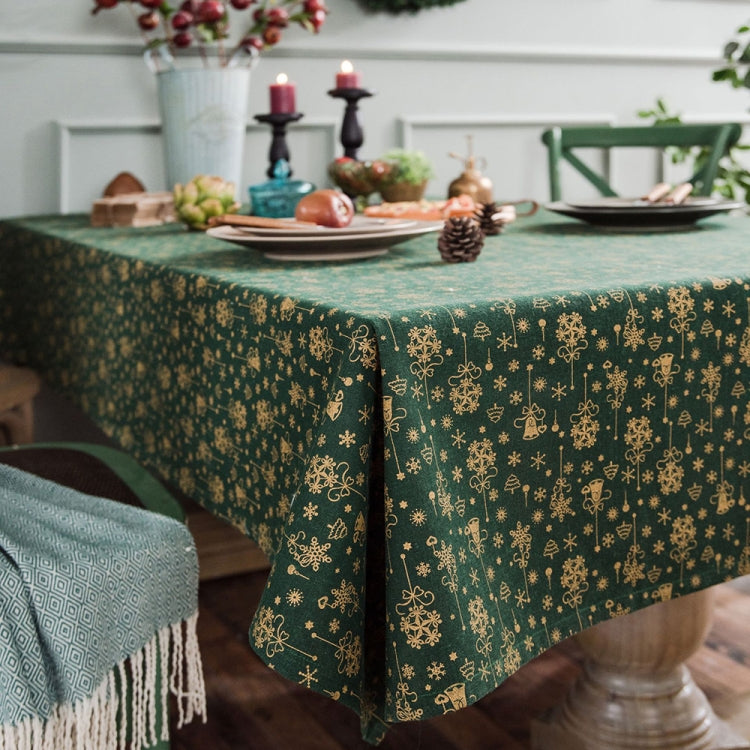 Linen Cotton Christmas Party Tablecloth Rectangle Bronzing Dinning Table Cover My Store