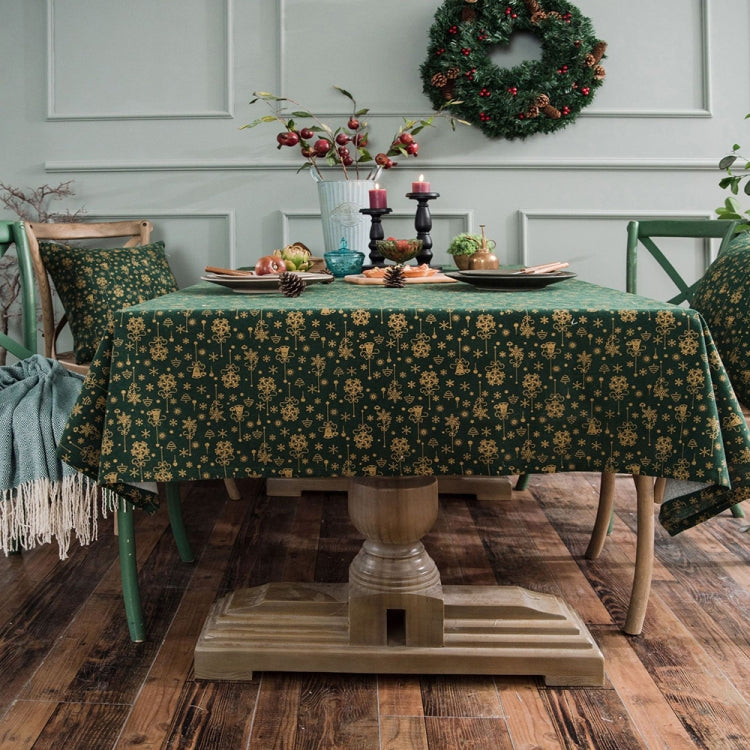 Linen Cotton Christmas Party Tablecloth Rectangle Bronzing Dinning Table Cover My Store