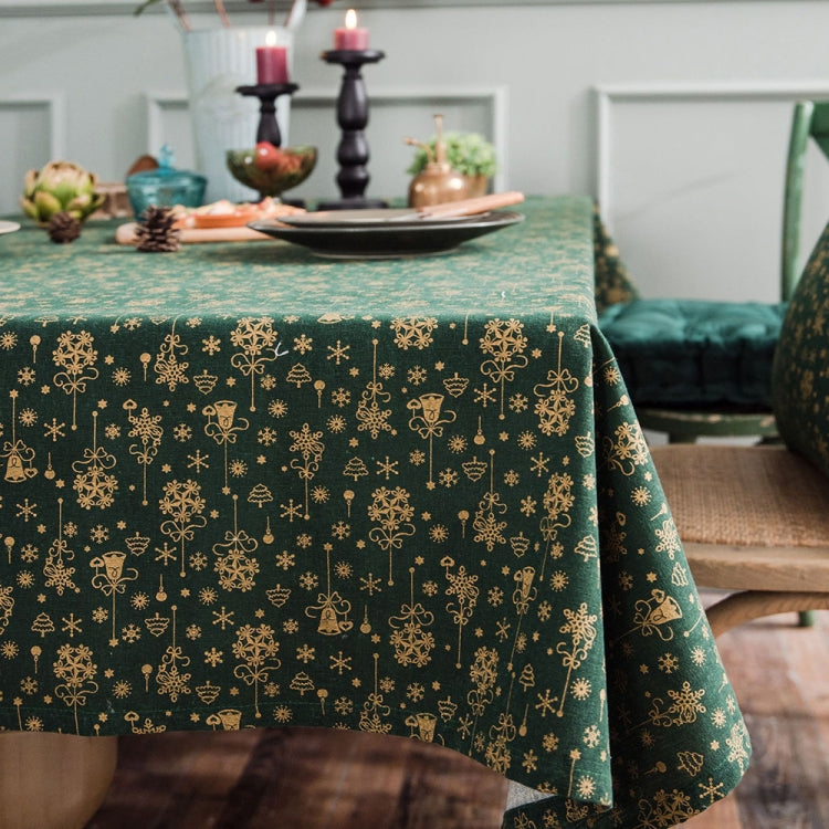 Linen Cotton Christmas Party Tablecloth Rectangle Bronzing Dinning Table Cover My Store