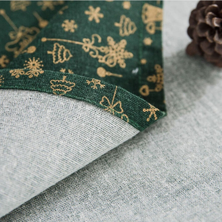 Linen Cotton Christmas Party Tablecloth Rectangle Bronzing Dinning Table Cover My Store