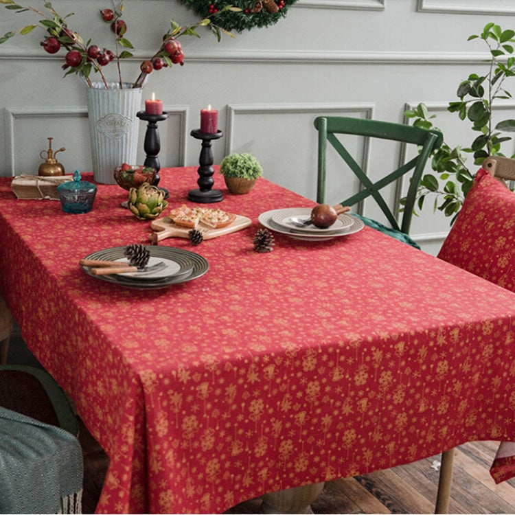 Linen Cotton Christmas Party Tablecloth Rectangle Bronzing Dinning Table Cover My Store