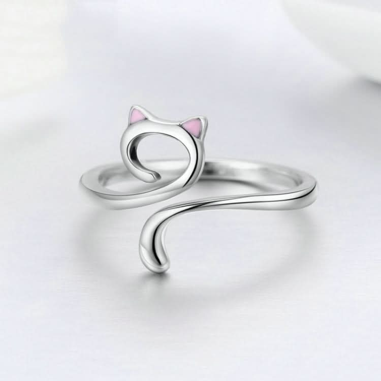 Cat Love Girl Ring S925 Sterling Silver Open Ring Reluova