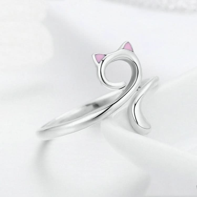 Cat Love Girl Ring S925 Sterling Silver Open Ring Reluova