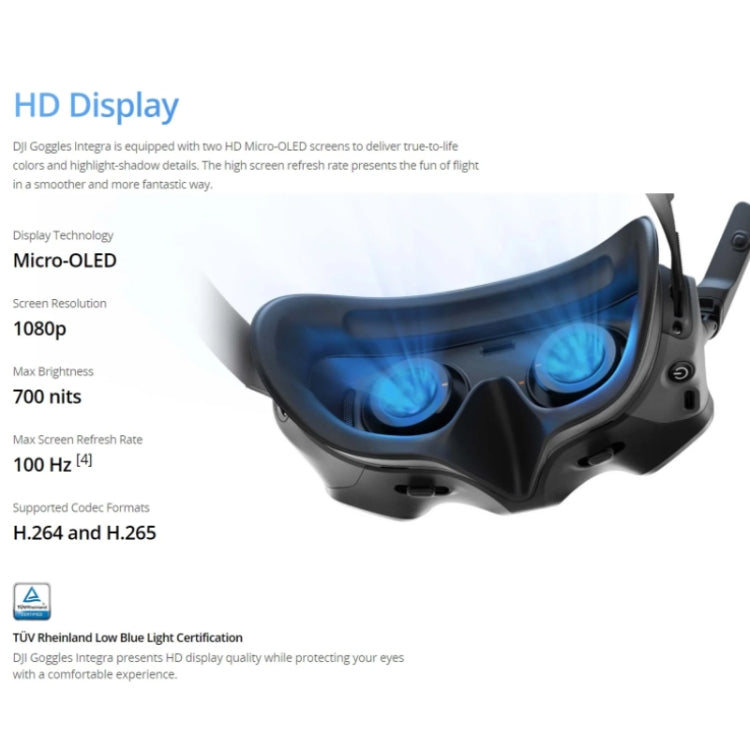 Original DJI Goggles Integra With Two 1080p Micro-OLED Screens Up to 100Hz Refresh Rate