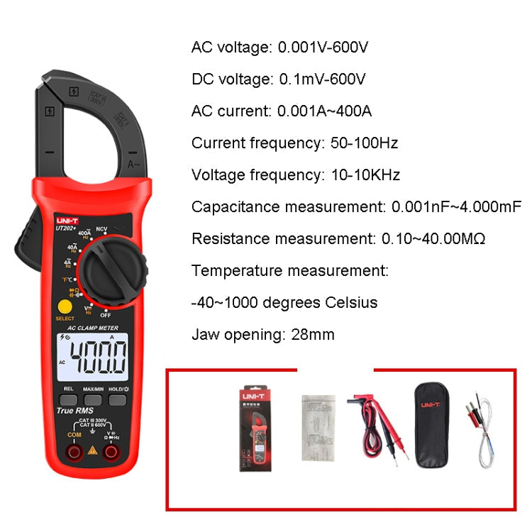 Digitaler Zangenamperemeter AC/DC-Spannungsprüfer