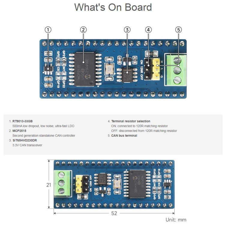 Waveshare For Raspberry Pi Pico CAN Bus Module (B),Enabling Long Range Communication Through SPI,23775 My Store