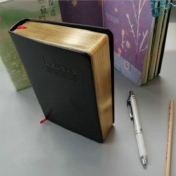 Ultra-Thick Retro Simple Lmitation Leather Thick Horizontal Blank Notebook, Specifications:Large Gold Rim Horizontal Line My Store