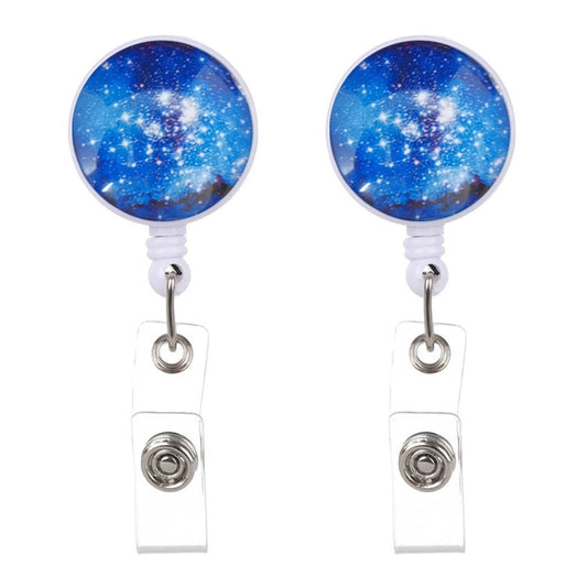 2 PCS Night Starry Sky Marble Crack Puller Retractable Buckle Lanyard Business Key Buckle Card Holder-Reluova