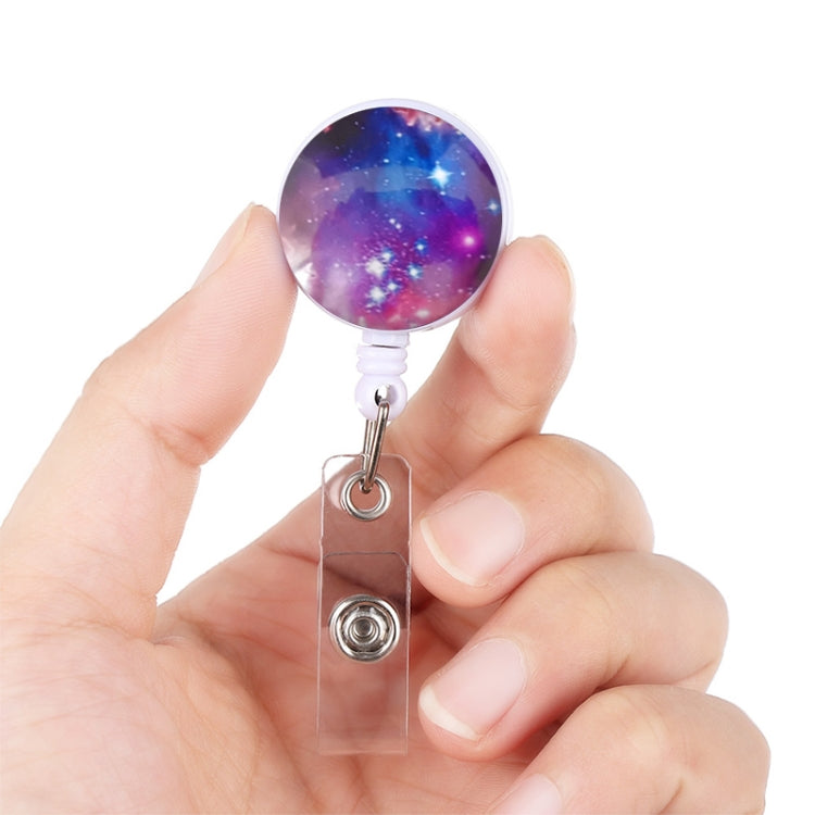 2 PCS Night Starry Sky Marble Crack Puller Retractable Buckle Lanyard Business Key Buckle Card Holder-Reluova