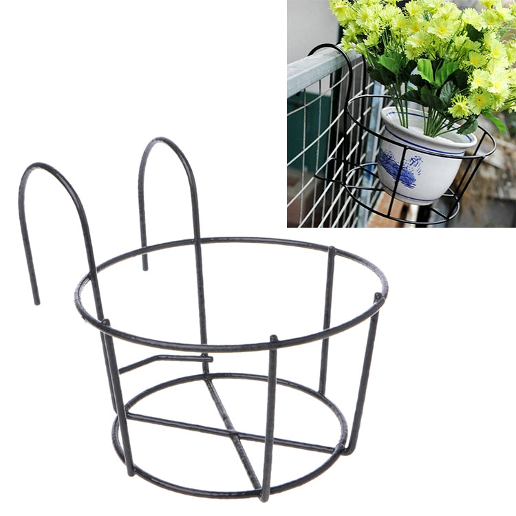 Balcony Fence Round Metal Flower Stand Wrought Iron Wall-mounted Flower Pot Stand My Store