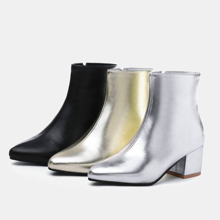 Autumn  Winter Glitter Square Heel Pointed Low-Top Women Boots, Series 2