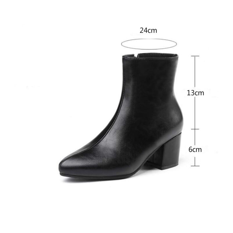 Autumn  Winter Glitter Square Heel Pointed Low-Top Women Boots, Series 2