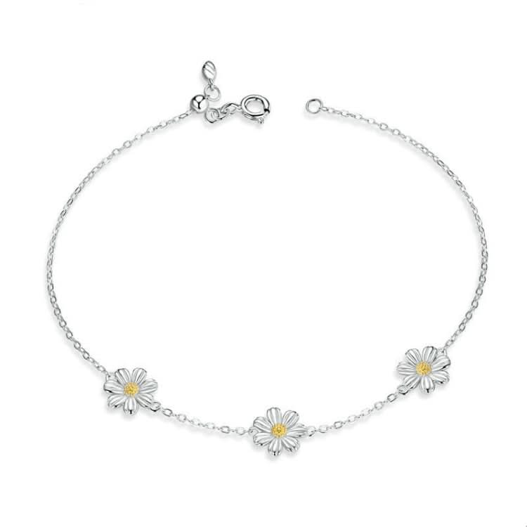 S925 Sterling Silver Platinum Plated Bracelet Cute Daisy Bracelet Reluova