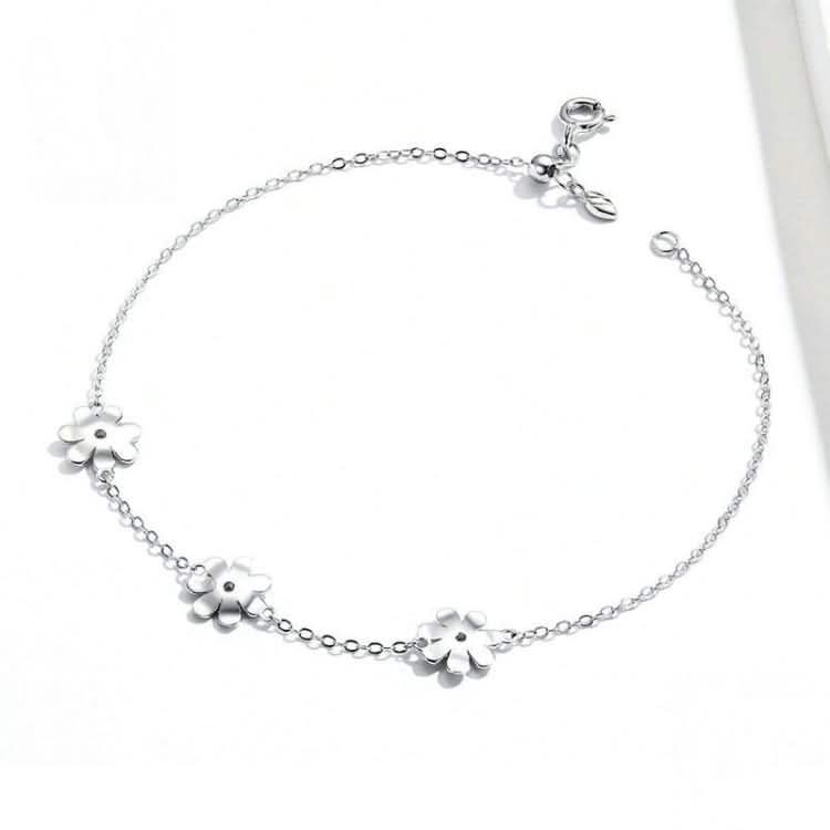 S925 Sterling Silver Platinum Plated Bracelet Cute Daisy Bracelet Reluova