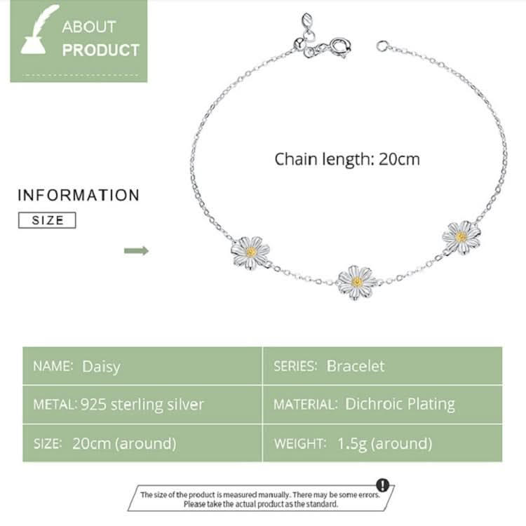 S925 Sterling Silver Platinum Plated Bracelet Cute Daisy Bracelet Reluova