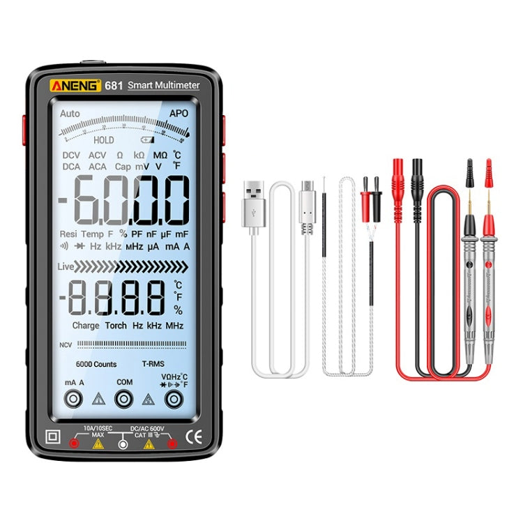 ANENG 681 LCD Digital Display Screen Smart Automatic Range Rechargeable Multimeter Reluova