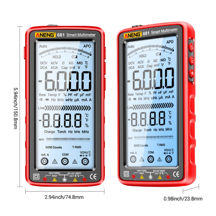 ANENG 681 LCD Digital Display Screen Smart Automatic Range Rechargeable Multimeter