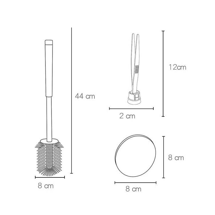 Household Toilet Silicone Long Handle Toilet Brush Set Stainless Steel Toilet Cleaning Brush Head