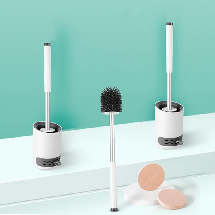 Household Toilet Silicone Long Handle Toilet Brush Set Stainless Steel Toilet Cleaning Brush Head Reluova