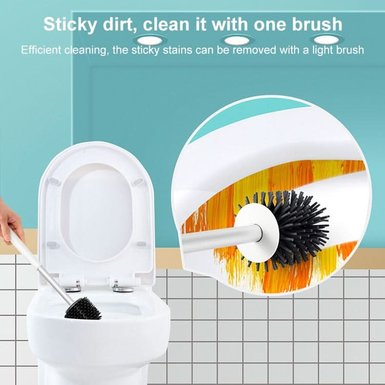 Household Toilet Silicone Long Handle Toilet Brush Set Stainless Steel Toilet Cleaning Brush Head Reluova