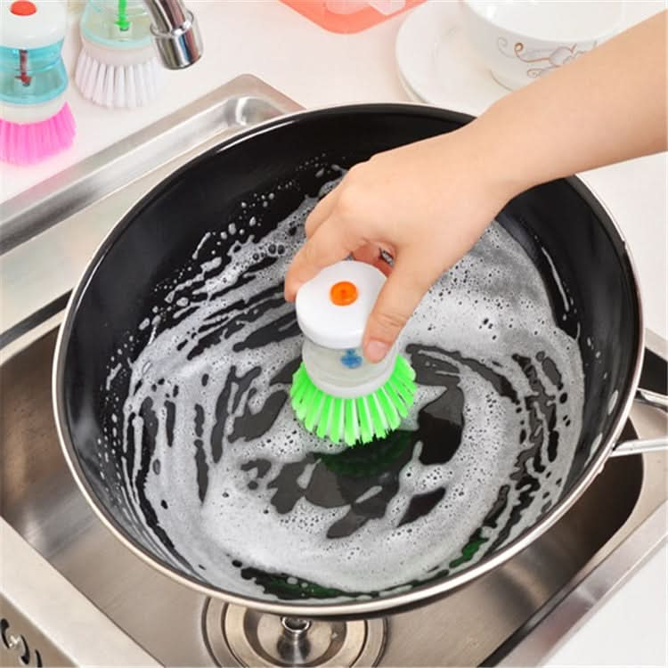 2 PCS Kitchen Washing Utensils Pot Dish Brush With Washing Up Liquid Soap Dispenser, Random Color Delivery-Reluova