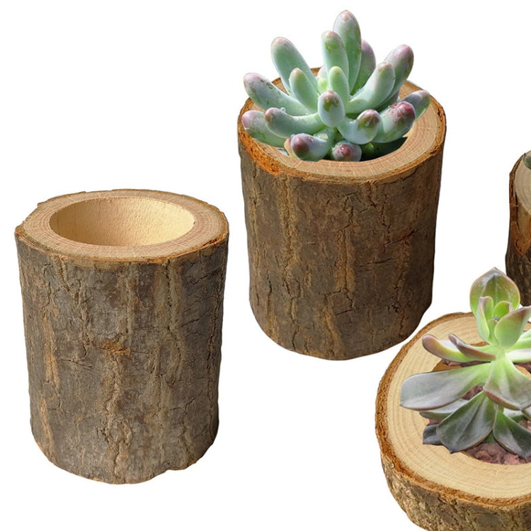 3 PCS Mini Natural Log Round Home Office Garden Decoration Succulent Plant Pot Candle Holder Small Bonsai Home Decoration My Store