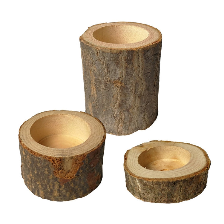 3 PCS Mini Natural Log Round Home Office Garden Decoration Succulent Plant Pot Candle Holder Small Bonsai Home Decoration My Store