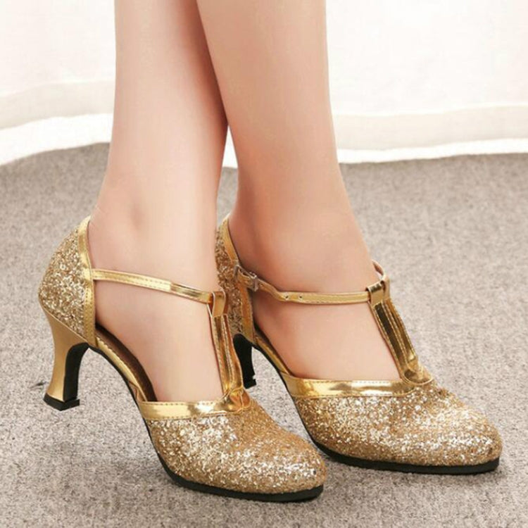 Women Shoes Sequined Soft-Heeled Latin Heels Reluova