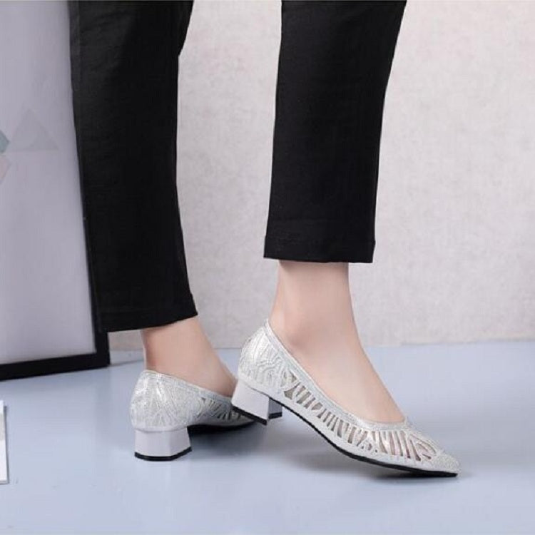 Women Shoes Hollow Rhinestone Pumps Reluova