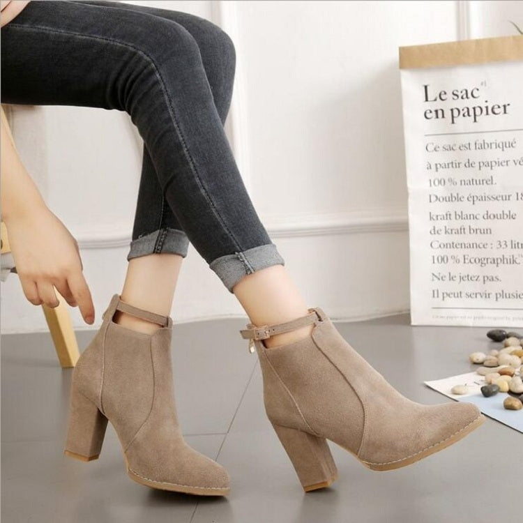 Women Shoes Suede Boots Pointed High Heels Reluova