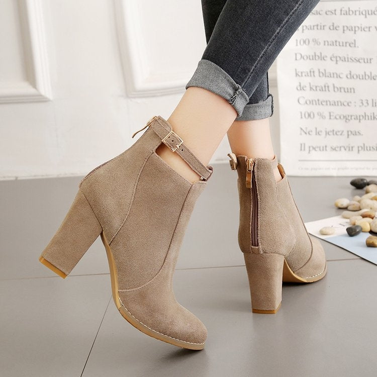 Women Shoes Suede Boots Pointed High Heels