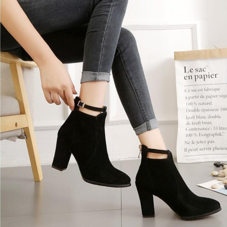 Women Shoes Suede Boots Pointed High Heels Reluova