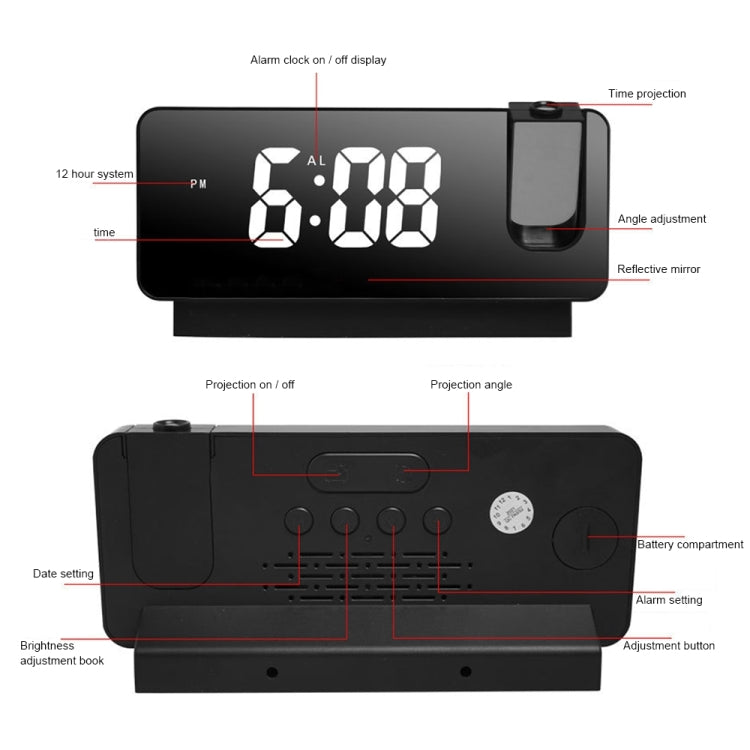 S282 Colorful Font Mute Electronic Digital Clock Mirror Projection Alarm Clock My Store